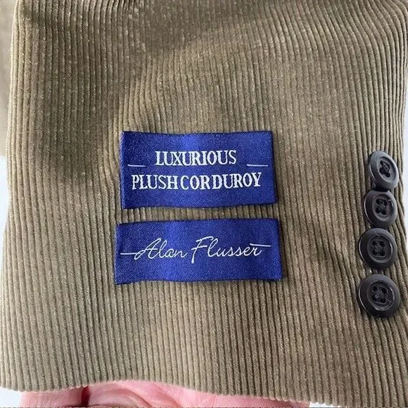 Alan Flusser Luxurious Plush Corduroy Sport Coat Blazer Tan Cotton Jacket 46L - Picture 2 of 11